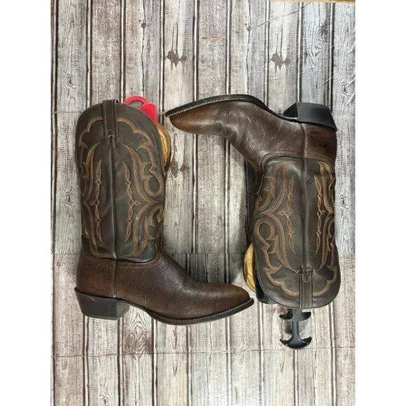 Nocona Oily Toro two tones Cowboy Boots Size 11.5 3E color brown made in Usa - Picture 5 of 9